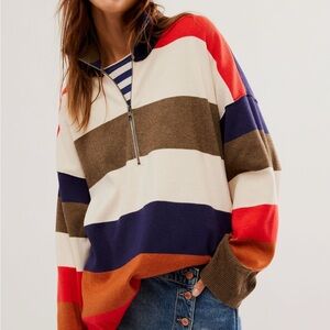 Free People Coastal Stripe Pullover NWOT